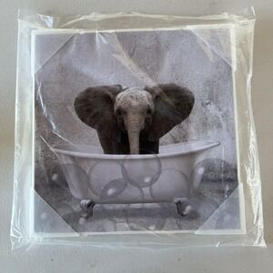 Stupell Industries Baby Elephant Bath Time Cute Animal Design, Designed by Kim A